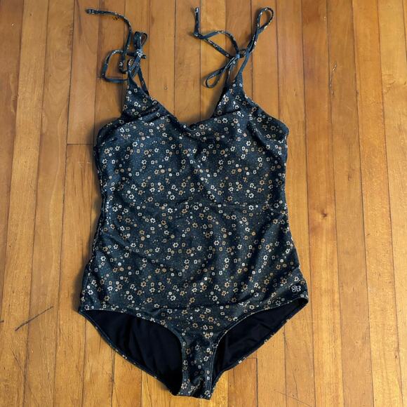 Albion Size XL One Piece Swimsuit Bathing Suit Floral Print Tie Straps - Picture 1 of 6